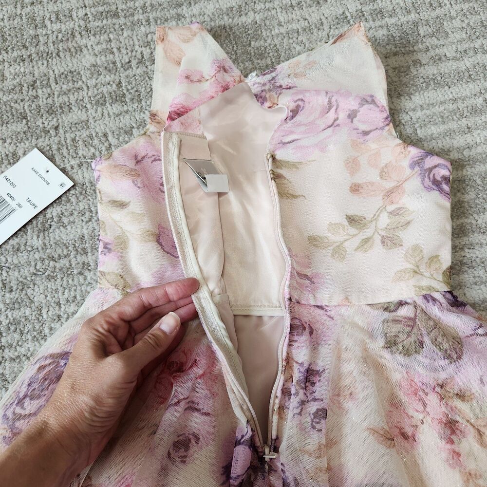Rare Editions girl's hi-low sparkle tiered tulle floral dress size 10 - Picture 10 of 11